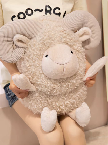 peluche mouton corne beige