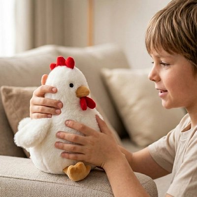 Peluche poule​ blanche mignonne pour enfant