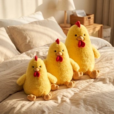 Peluche poule​ jaune doudou reconfortant