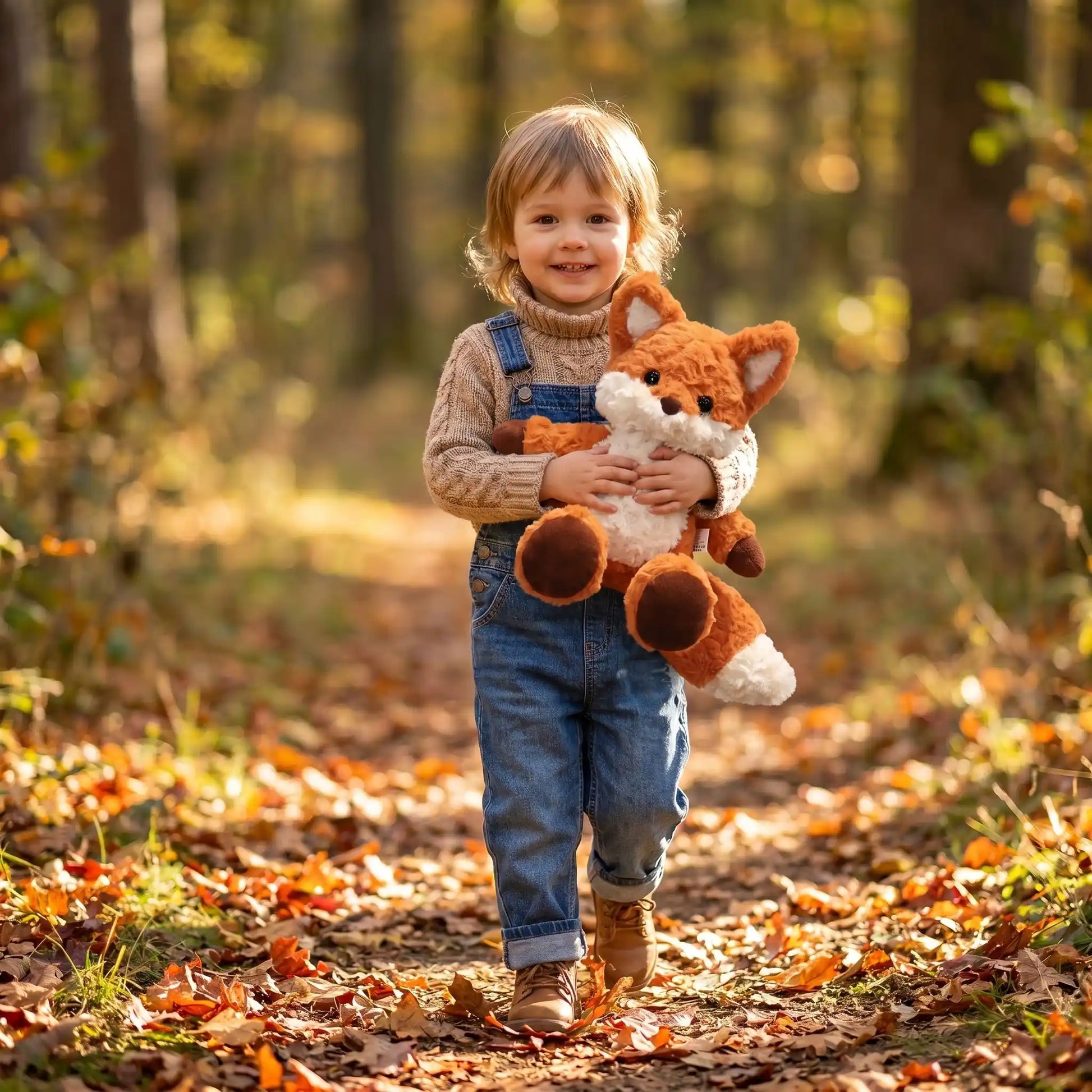 peluche-renard-orange-avec-petite-fille