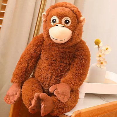 Peluche singe brun réaliste