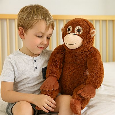 Peluche singe brun taille réelle
