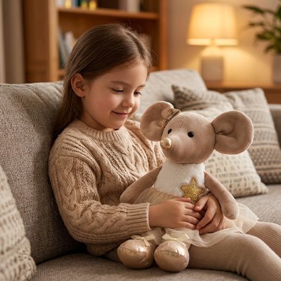 Peluche souris calin avec bébé