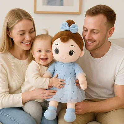 Poupée de chiffon calin a bébé avec papa et maman