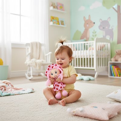 Poupée de chiffon  cheveux en laine 