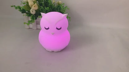 Veilleuse Bébé Rouge Hibou avec Télécommande Apaisante