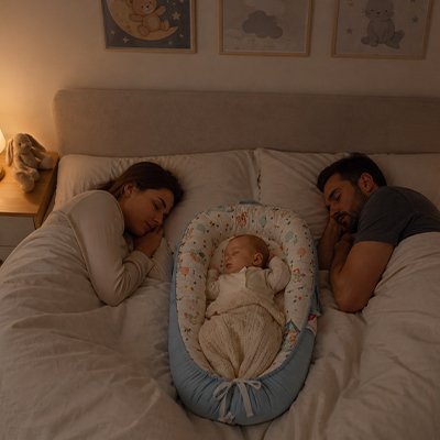 Reducteur de lit avec papa et maman cododo