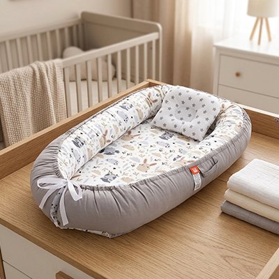 Reducteur de lit pour bebe avec noeud de serrage
