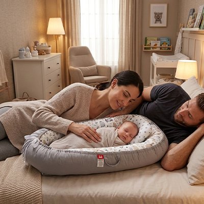 Reducteur de lit pour bebe sur le lit des parents