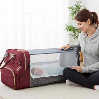 Sac a langer   lit bébé bordeaux
