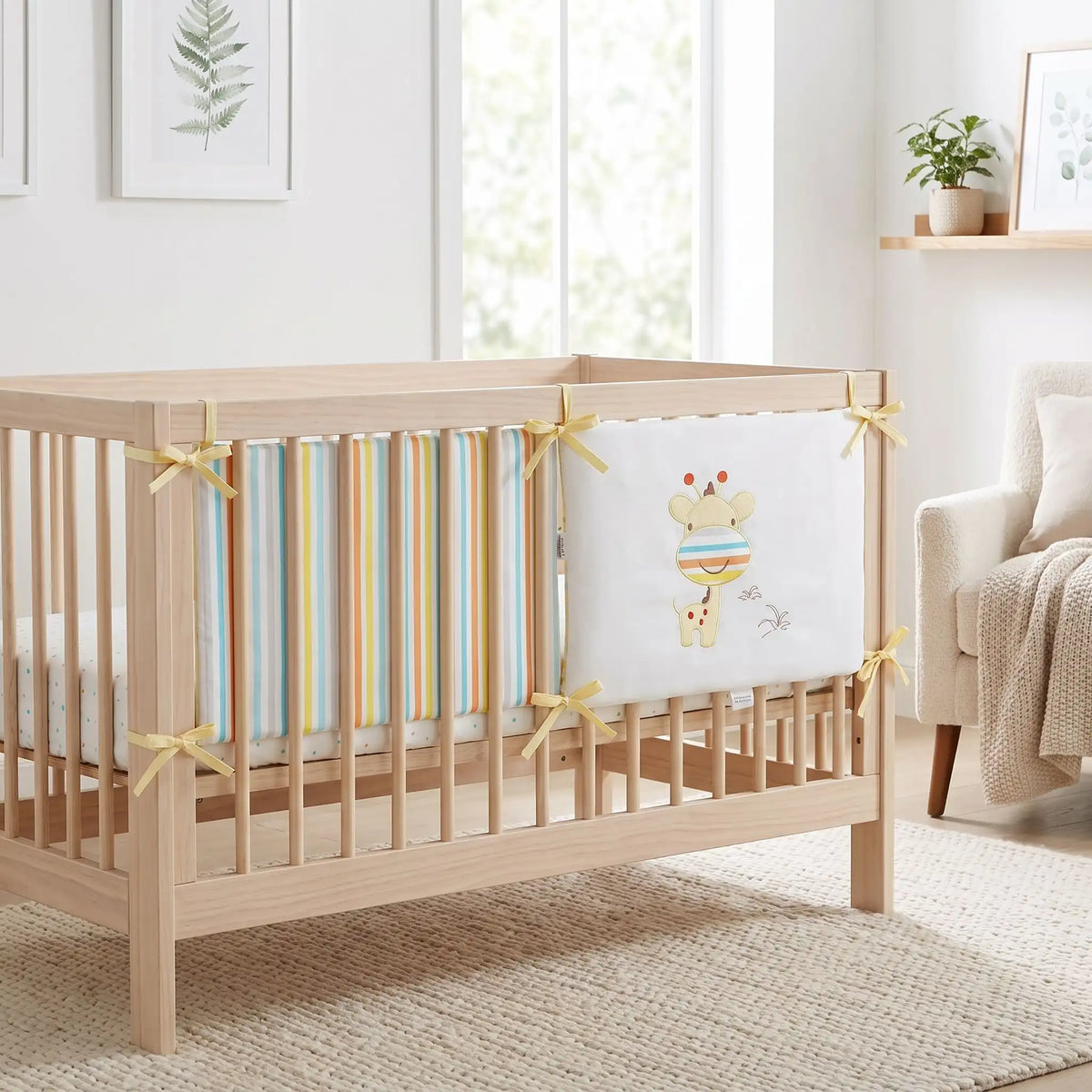 tour de lit bebe jaune girafe mixte