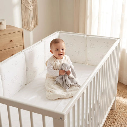 bébé avec sa gigoteuse dans son lit avec doudou