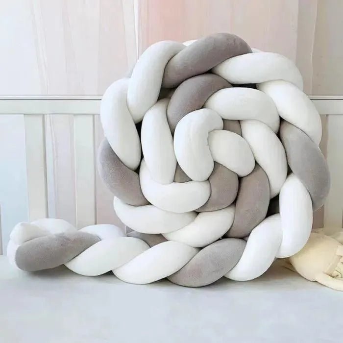 TOUR DE LIT TRESSE GRIS ET BLANC - nanoukid