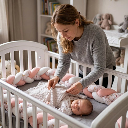 Tresse de lit autour du lit bébé qui dort 
