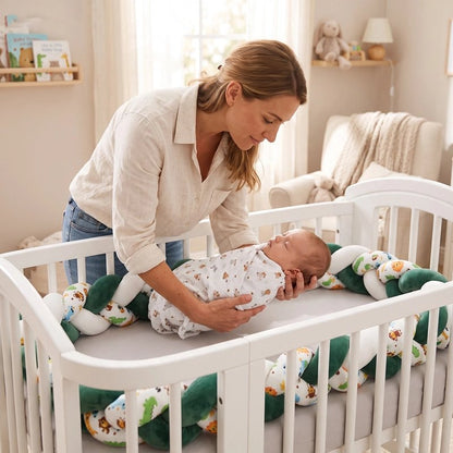 Tresse de lit bébé dans le lit avec maman a coté