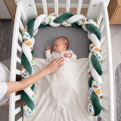 Tresse de lit bébé verte et blanche