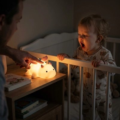 Veilleuse bébé allumé par maman 