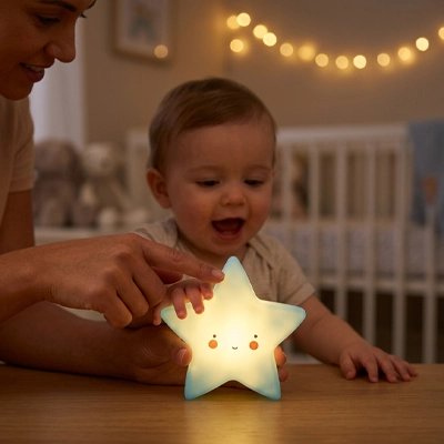Veilleuse bébé etoile jaune reconfortante
