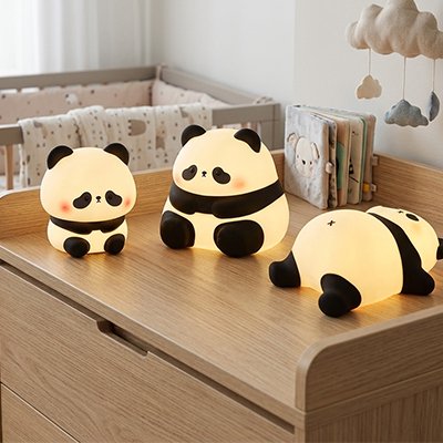 Veilleuse bébé panda dans différentes position