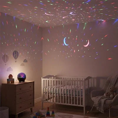 Veilleuse projection  lumière rassurante dans la chambre de bébé