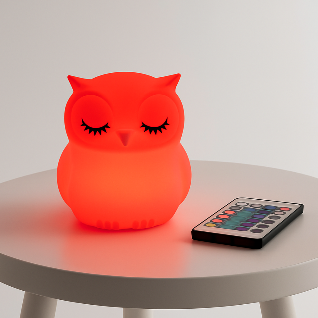 veilleuse hibou rouge